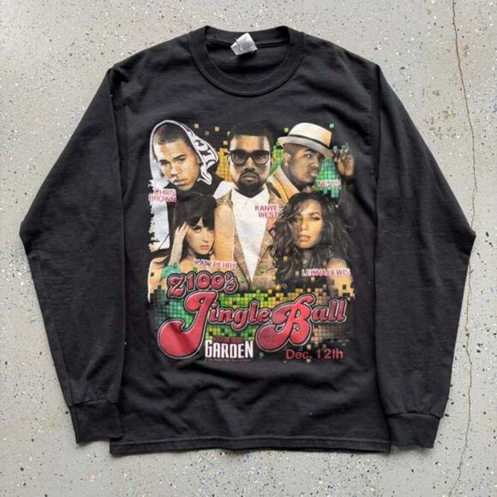 Vintage 2008 Z100 Jingle Ball Long Sleeve Tee, Kanye West Lady Gaga Rihanna, Siz